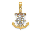 FJC Finejewelers 14 Kt Tri Color Gold Bright Cut with Textured Mariner's Cross Charm