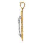 FJC Finejewelers 14 Kt Tri Color Gold Bright Cut with Textured Mariner's Cross Charm