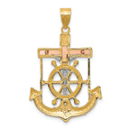 FJC Finejewelers 14 Kt Tri Color Gold Bright Cut with Textured Mariner's Cross Charm