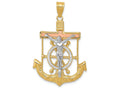 FJC Finejewelers 14 Kt Tri Color Gold Bright Cut with Textured Mariner's Cross Charm