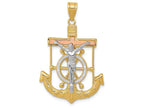 FJC Finejewelers 14 Kt Tri Color Gold Bright Cut with Textured Mariner's Cross Charm