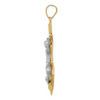FJC Finejewelers 14 Kt Tri Color Gold Bright Cut with Textured Mariner's Cross Charm