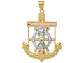 FJC Finejewelers 14 Kt Tri Color Gold Bright Cut with Textured Mariner's Cross Charm