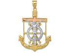 FJC Finejewelers 14 Kt Tri Color Gold Bright Cut with Textured Mariner's Cross Charm