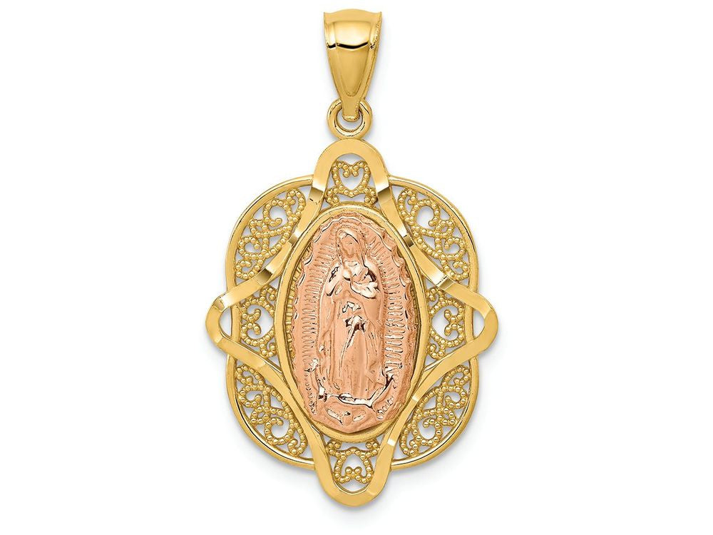 FJC Finejewelers 14k Two-tone Gold Rose Virgin Mary Charm