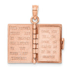 FJC Finejewelers 14k Rose Gold 3d Holy Bible Book with Lord's Prayermoveable Page Charm