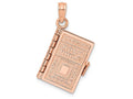 FJC Finejewelers 14k Rose Gold 3d Holy Bible Book with Lord's Prayermoveable Page Charm