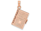FJC Finejewelers 14k Rose Gold 3d Holy Bible Book with Lord's Prayermoveable Page Charm
