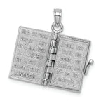 FJC Finejewelers 14k White Gold White 3d Holy Bible Book with Lord's Prayermoveable Pages Charm