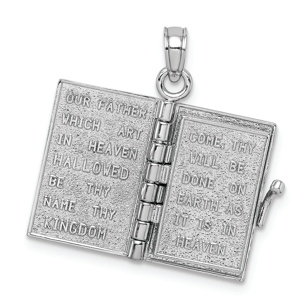 FJC Finejewelers 14k White Gold White 3d Holy Bible Book with Lord's Prayermoveable Pages Charm