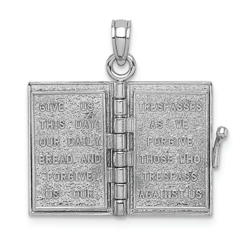 FJC Finejewelers 14k White Gold White 3d Holy Bible Book with Lord's Prayermoveable Pages Charm