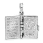 FJC Finejewelers 14k White Gold White 3d Holy Bible Book with Lord's Prayermoveable Pages Charm