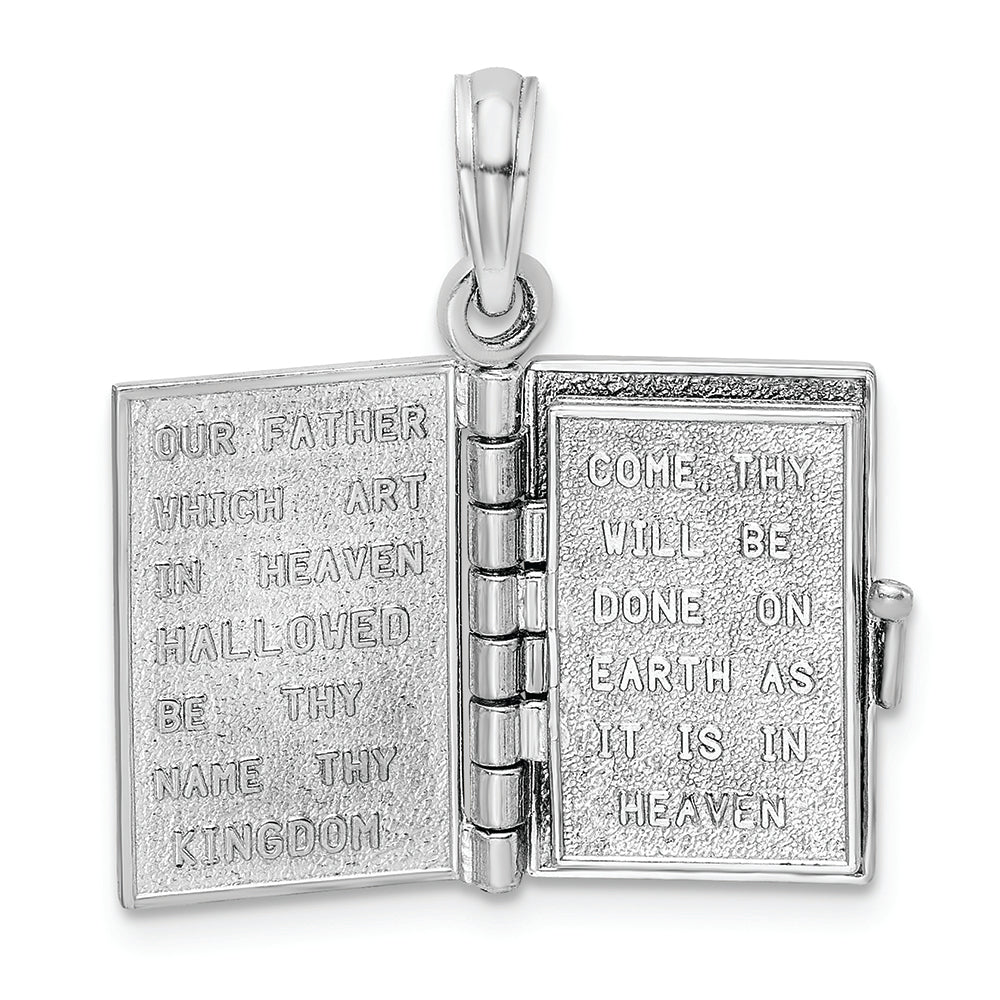 FJC Finejewelers 14k White Gold White 3d Holy Bible Book with Lord's Prayermoveable Pages Charm