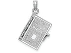 FJC Finejewelers 14k White Gold White 3d Holy Bible Book with Lord's Prayermoveable Pages Charm