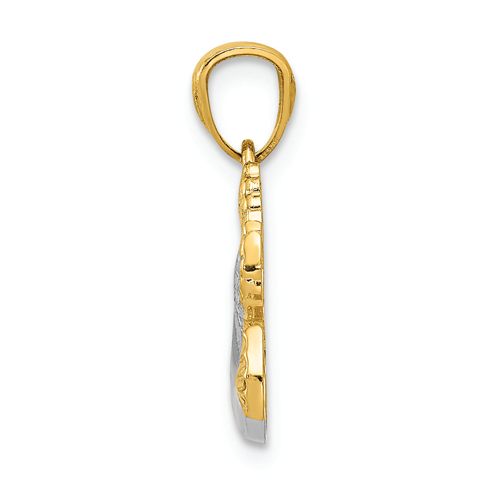 FJC Finejewelers 14k Yellow Gold with with Rhodium Polished Dove with Olive Branch Charm