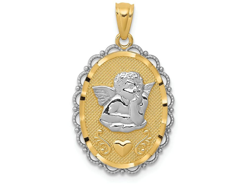 FJC Finejewelers 14k Yellow Gold with with Rhodium Angel Charm