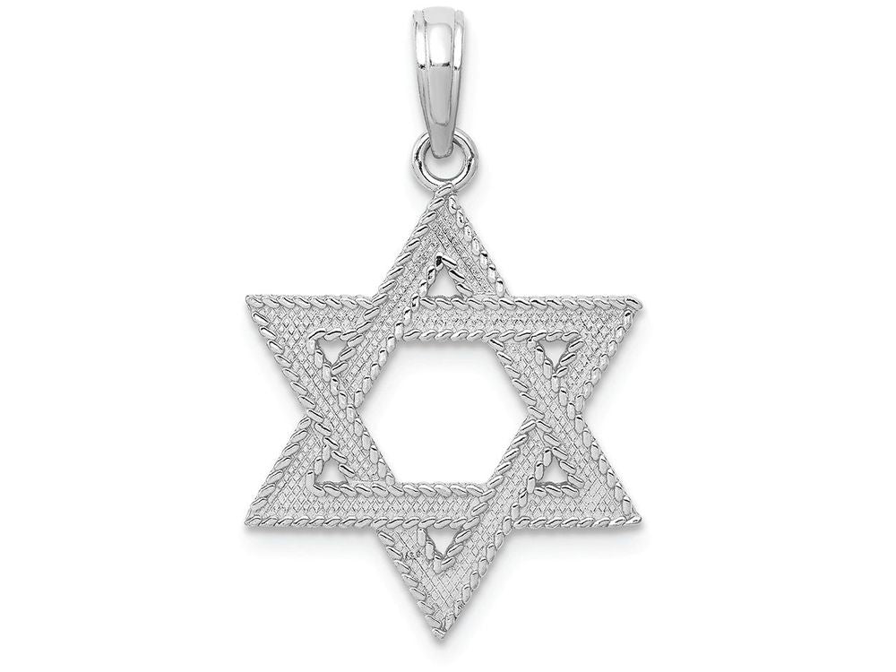 FJC Finejewelers 14k White Gold Star Of David Engraved - Jewish Charm