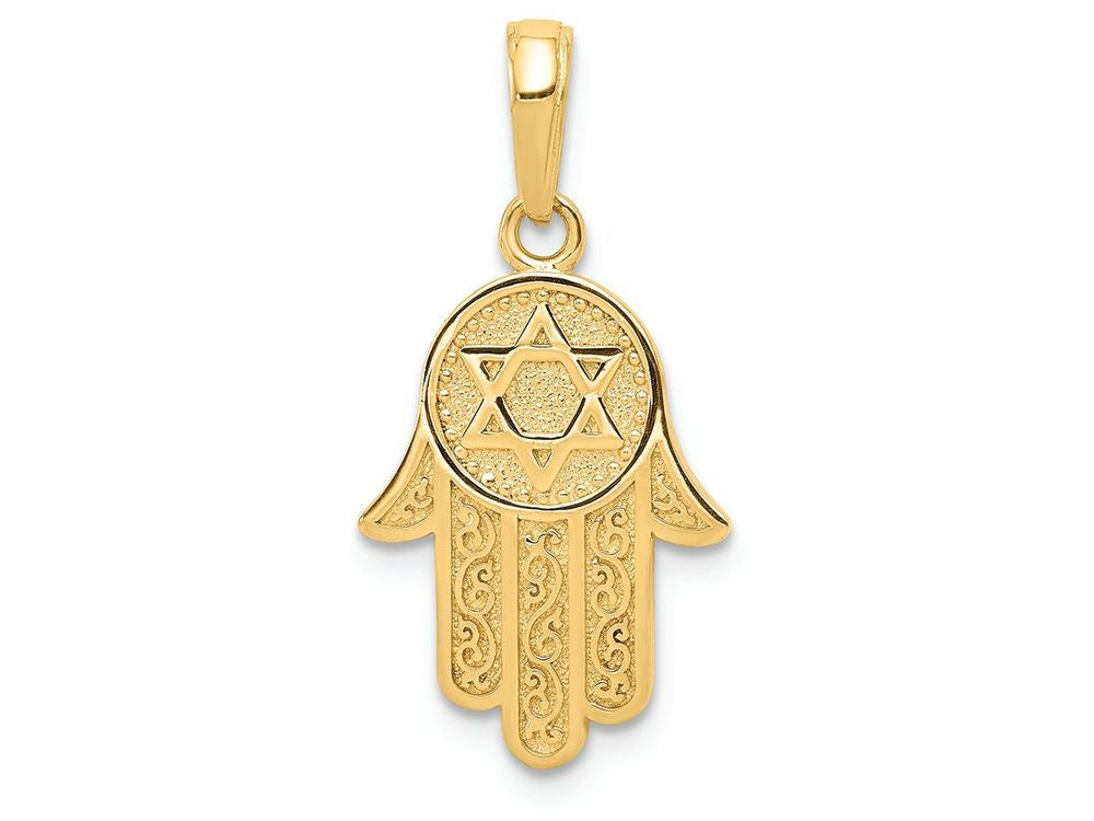 FJC Finejewelers 14k Yellow Gold Jewish Hand Of God with Star Of David Charm
