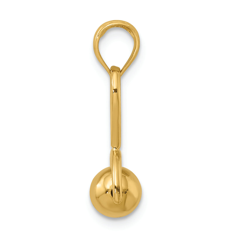 FJC Finejewelers 14k Yellow Gold 3d Baby Rattle with Moveable Ball Charm
