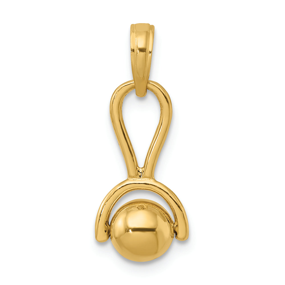 FJC Finejewelers 14k Yellow Gold 3d Baby Rattle with Moveable Ball Charm