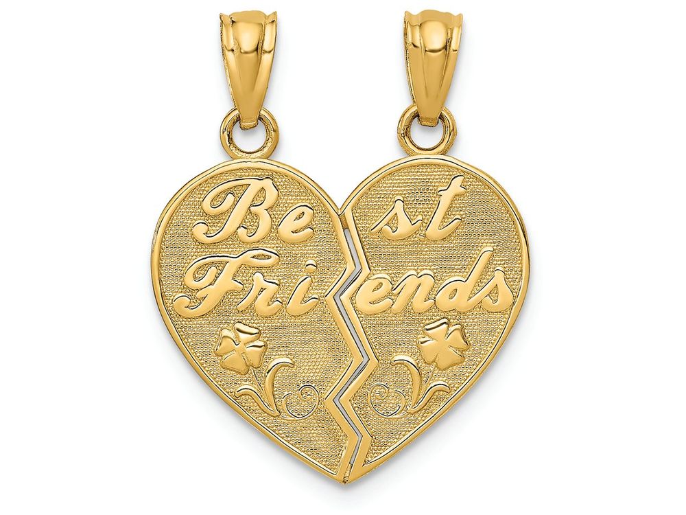 FJC Finejewelers 14k Yellow Gold Best Friends Heart Break Apart Charms
