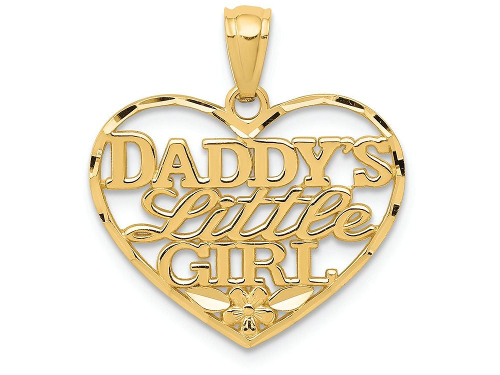 FJC Finejewelers 14k Yellow Gold Bright Cut Daddys Little Girl Heart Charm