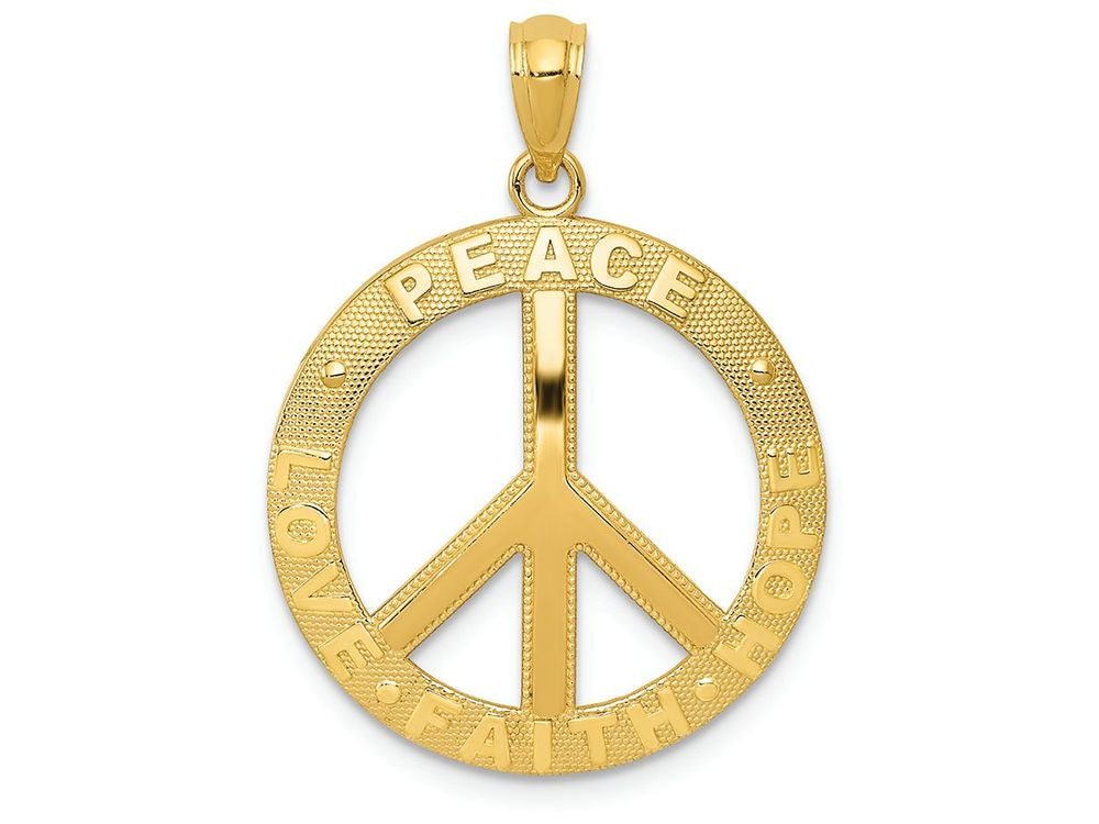FJC Finejewelers 14k Yellow Gold Peacehopefaithlove Peace Sign Charm