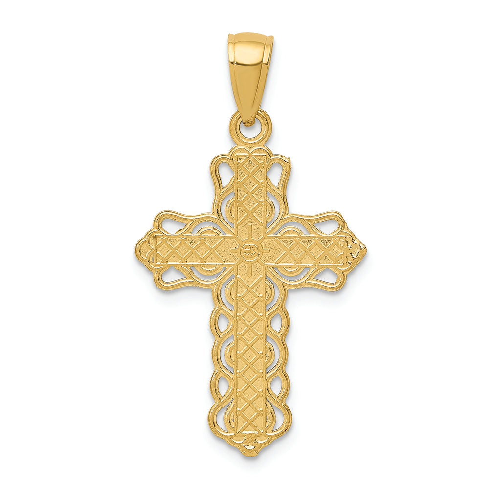 FJC Finejewelers 14k Yellow Gold Lace Trim Cross Charm