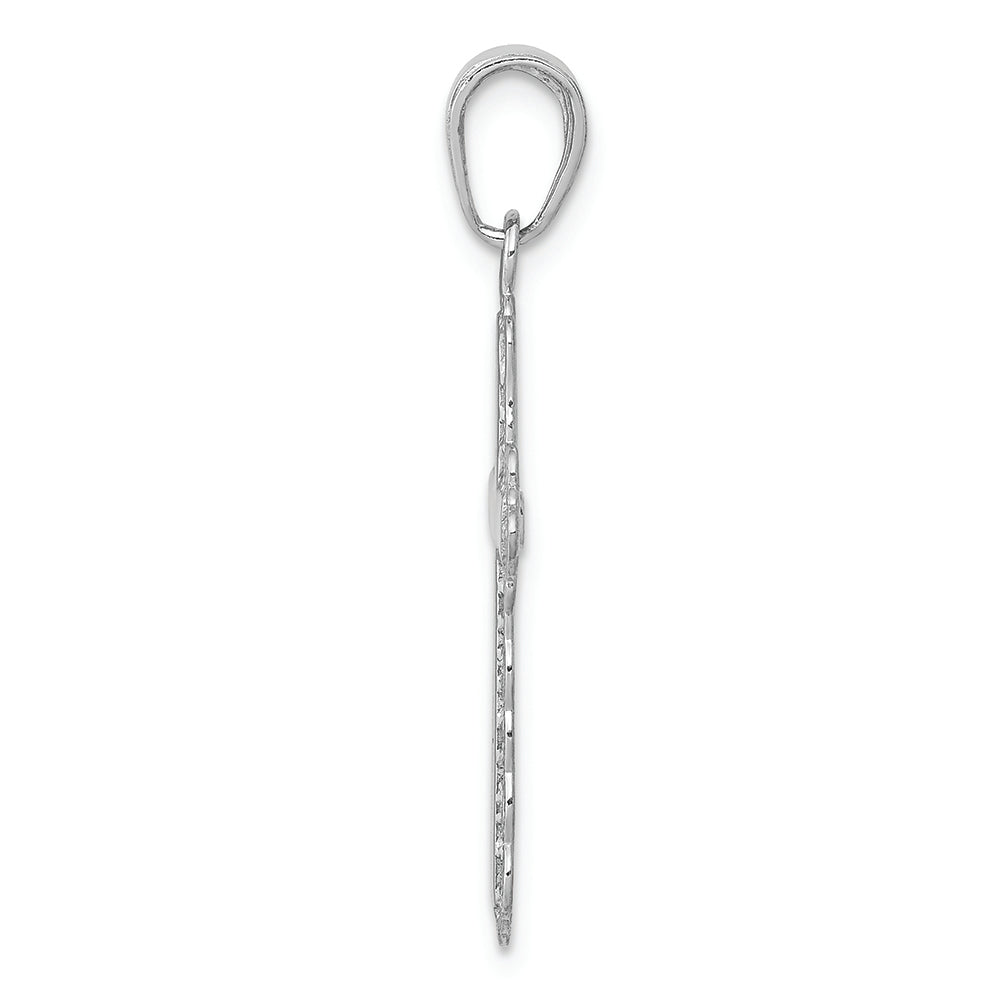 FJC Finejewelers 14k White Gold Cross with Lace Trim Center Charm