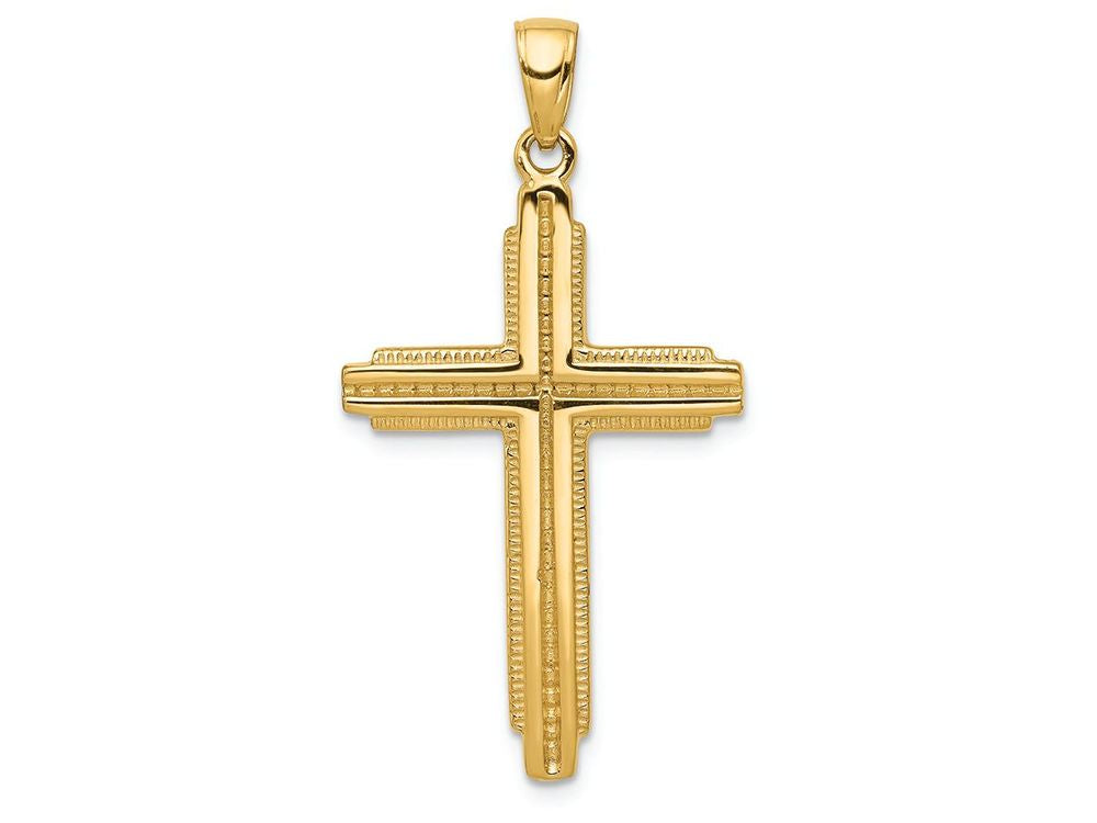 FJC Finejewelers 14k Yellow Gold Textured Outline Cross Charm