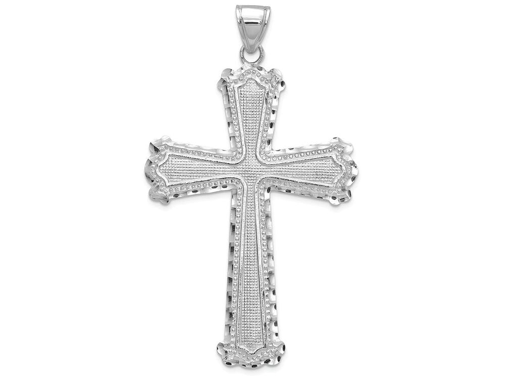 FJC Finejewelers 14k White Gold Bright Cut Cross Charm