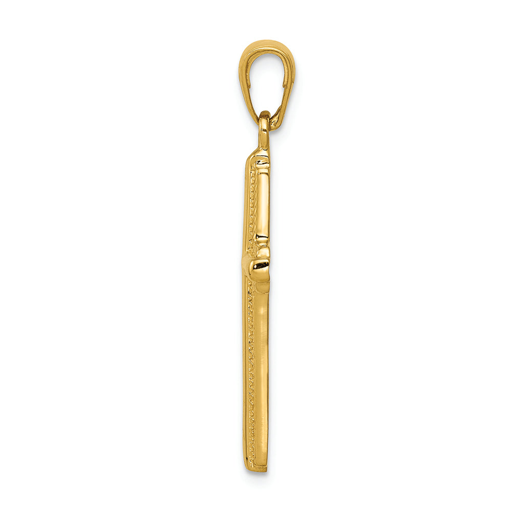 FJC Finejewelers 14k Yellow Gold Cross with Striped Border Charm
