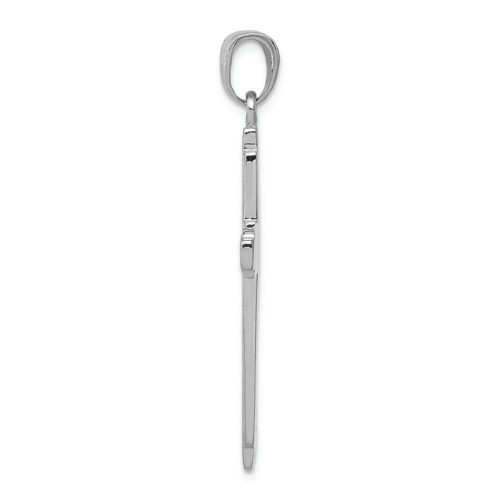 FJC Finejewelers 14k White Gold Solid Cross with Latis Trimclosedback Charm