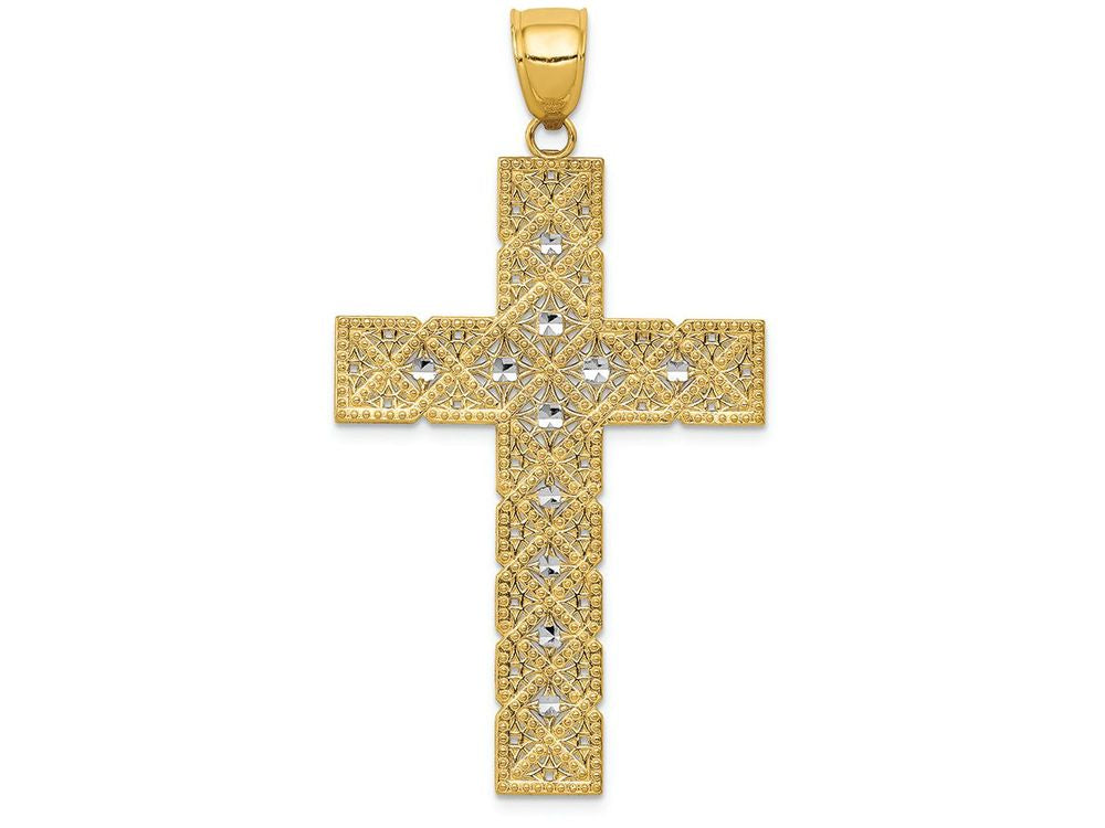 FJC Finejewelers 14k Yellow Gold with with Rhodium Latin Cross Charm
