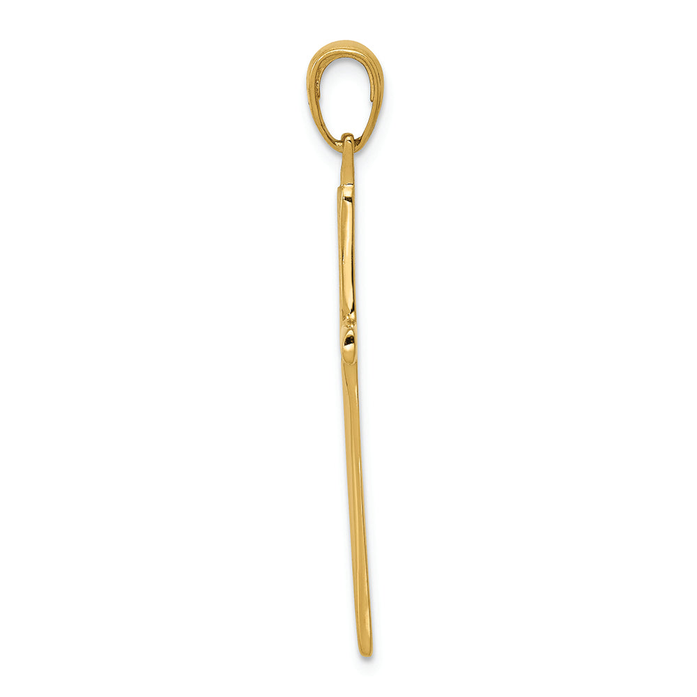 FJC Finejewelers 14k Yellow Gold Satin Finish Accent Stick Cross Charm