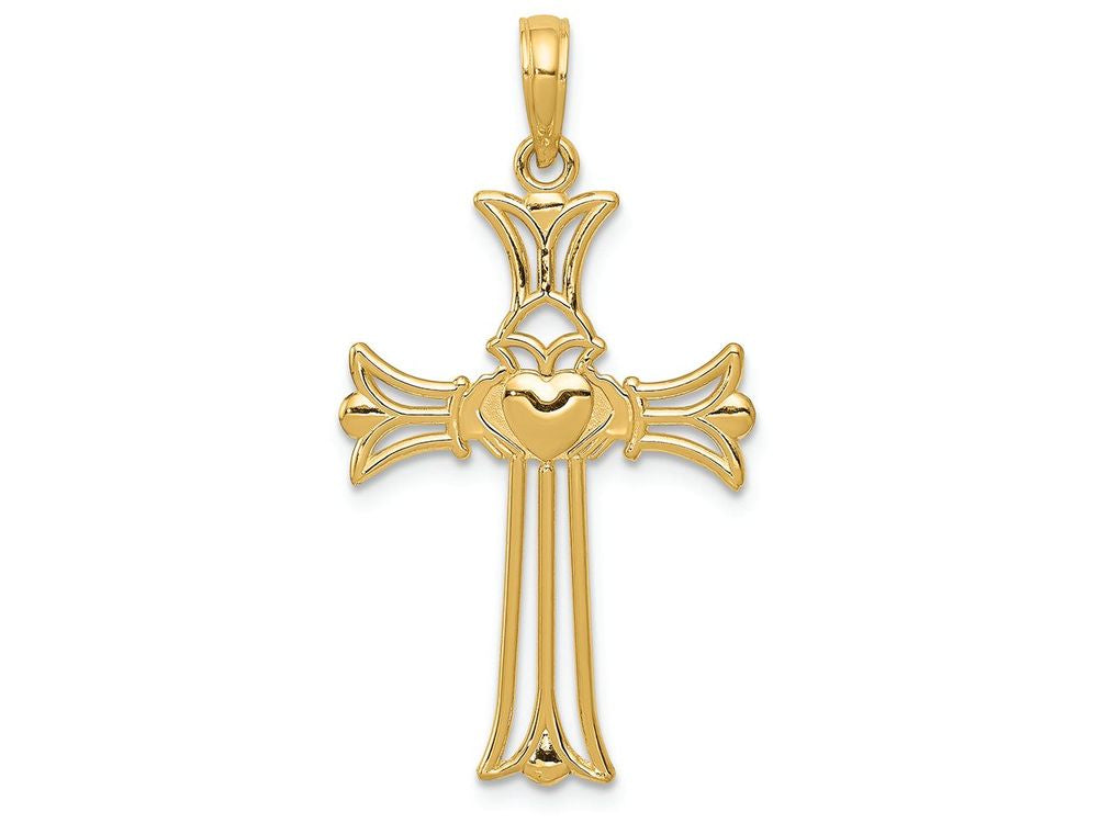 FJC Finejewelers 14k Yellow Gold Claddagh Cross Charm
