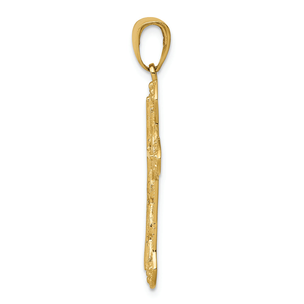 FJC Finejewelers 14k Yellow Gold Stick Cross On Ornate Cross Charm