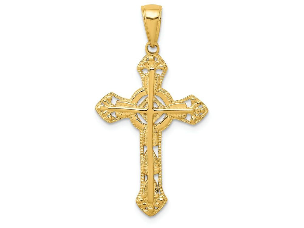 FJC Finejewelers 14k Yellow Gold Stick Cross On Ornate Cross Charm