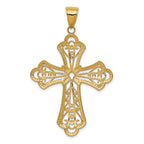 FJC Finejewelers 14k Yellow Gold with with Rhodium Bright Cut Filigree Cut-out Cross Charm