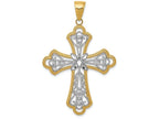 FJC Finejewelers 14k Yellow Gold with with Rhodium Bright Cut Filigree Cut-out Cross Charm