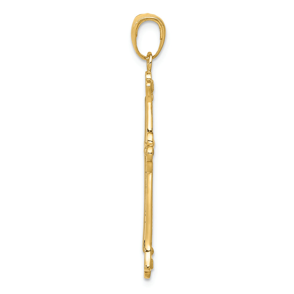 FJC Finejewelers 14k Yellow Gold with Rhodium White Cross In Budded Yellow Cross Frame Charm