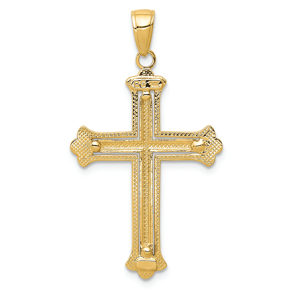 FJC Finejewelers 14k Yellow Gold with Rhodium White Cross In Budded Yellow Cross Frame Charm