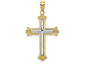 FJC Finejewelers 14k Yellow Gold with Rhodium White Cross In Budded Yellow Cross Frame Charm