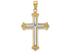 FJC Finejewelers 14k Yellow Gold with Rhodium White Cross In Budded Yellow Cross Frame Charm