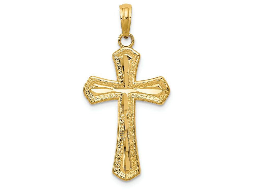 FJC Finejewelers 14k Yellow Gold Bright Cut Beveled Edges Cross Charm