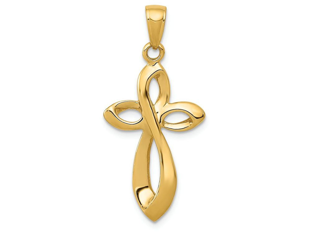 FJC Finejewelers 14k Yellow Gold Polished with Satin Figure 8 Cross Charm