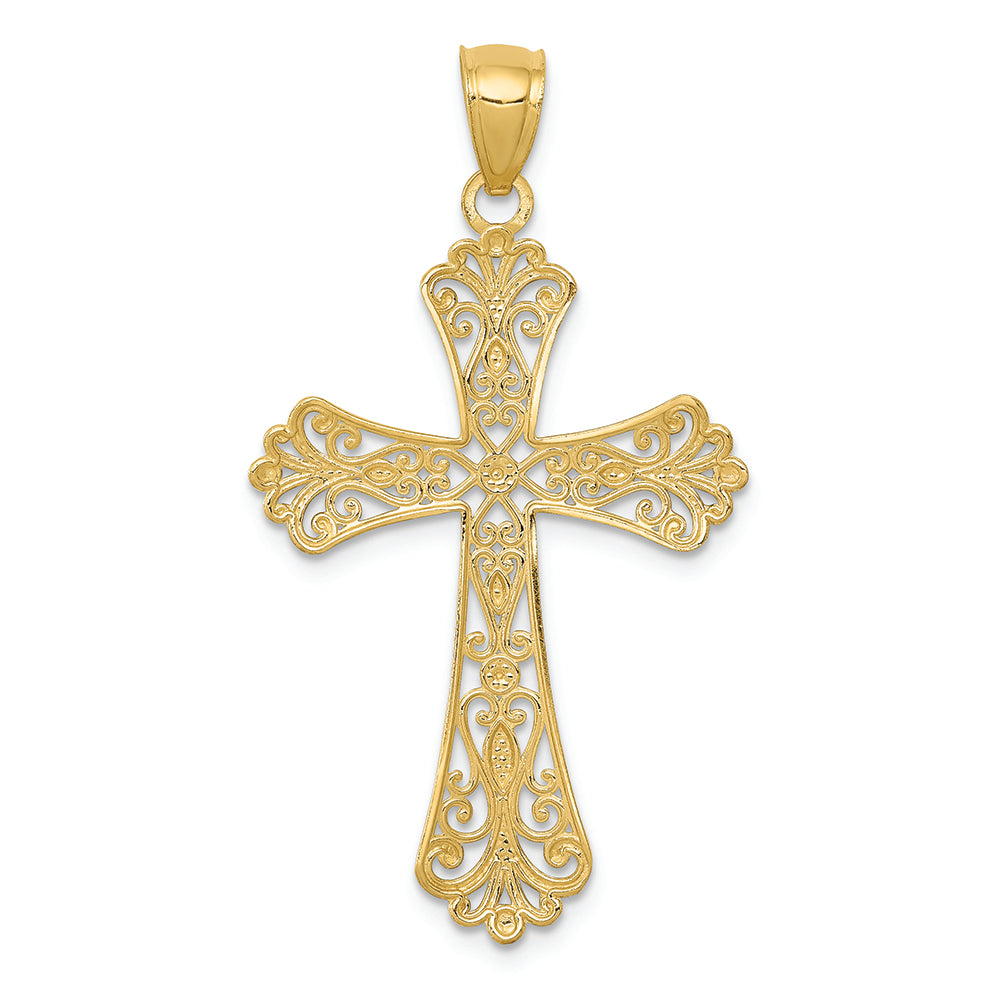 FJC Finejewelers 14k Yellow Gold with with Rhodium Bright Cut Cross Charm