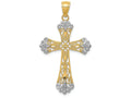 FJC Finejewelers 14k Yellow Gold with with Rhodium Bright Cut Cross Charm