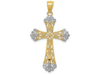FJC Finejewelers 14k Yellow Gold with with Rhodium Bright Cut Cross Charm