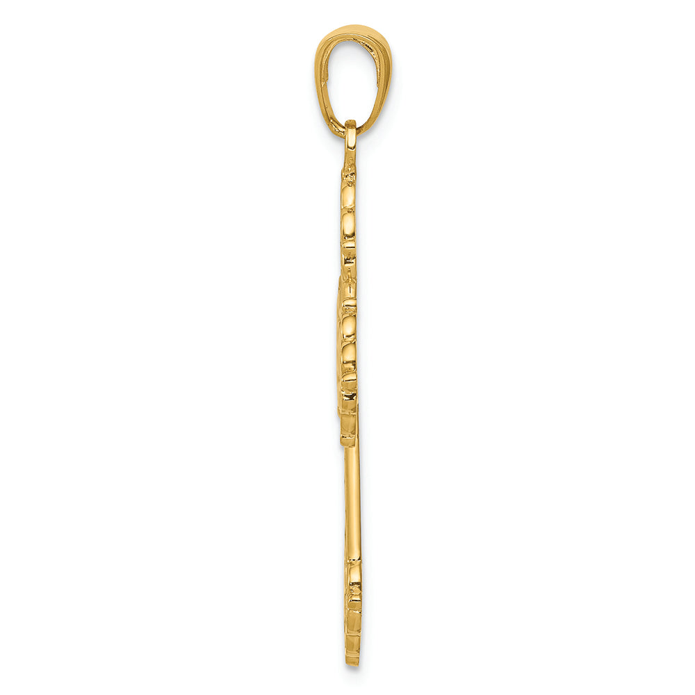 FJC Finejewelers 14k Yellow Gold Lacey Budded Cross Charm